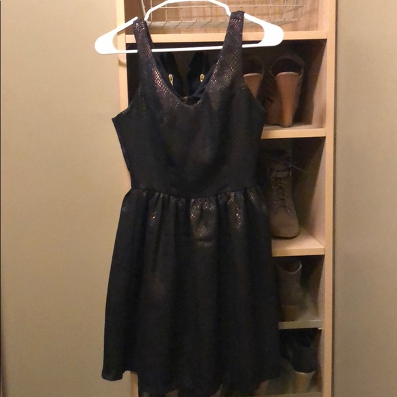 black and copper dress